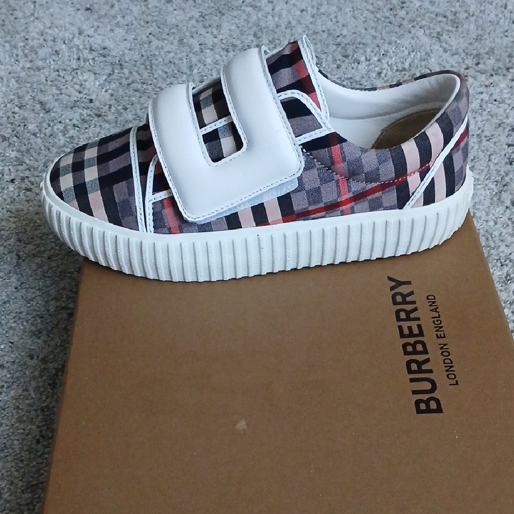 Burberry Kids Plaid Sneakers - Red, Black, White